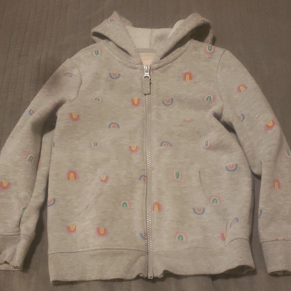 Cat & Jack Light Gray Hoodie with Rainbow Patterns